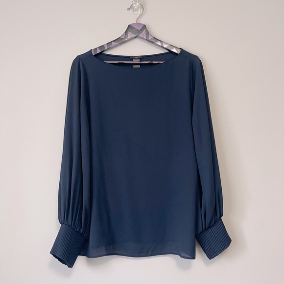 Ann Taylor Long Sleeves Navy Blue Blouse Size Medium - Picture 1 of 5